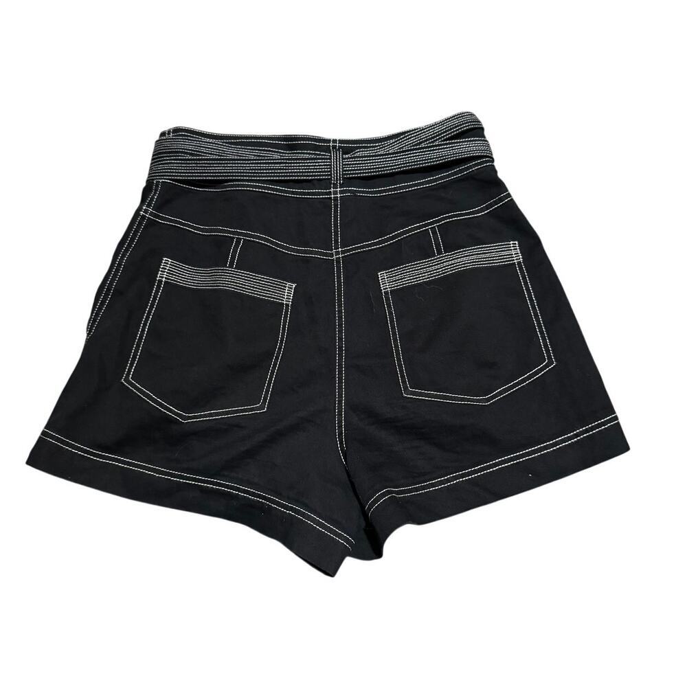 Ulla Johnson Gavin Belted Cotton Twill Shorts Black Contrast Stitch Size 6 - Picture 3 of 6